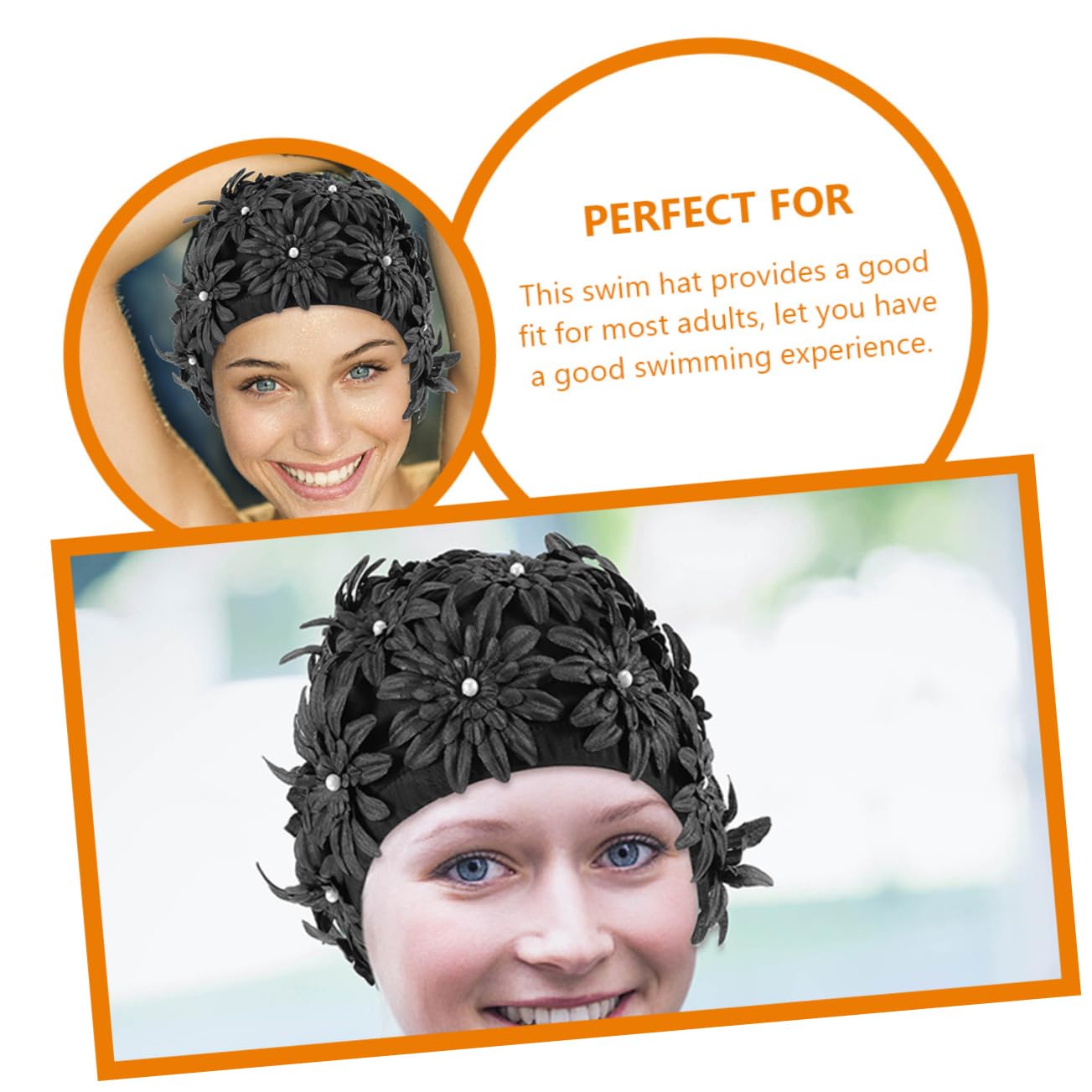 Gorro de Baño Flores Celebracion Verano 2piezas Brocado para Mujer Adulta | Ajuste Cómodo y Portátil, Protección para Natación, Reduce Fricción y Resistencia, Estilo Creativo