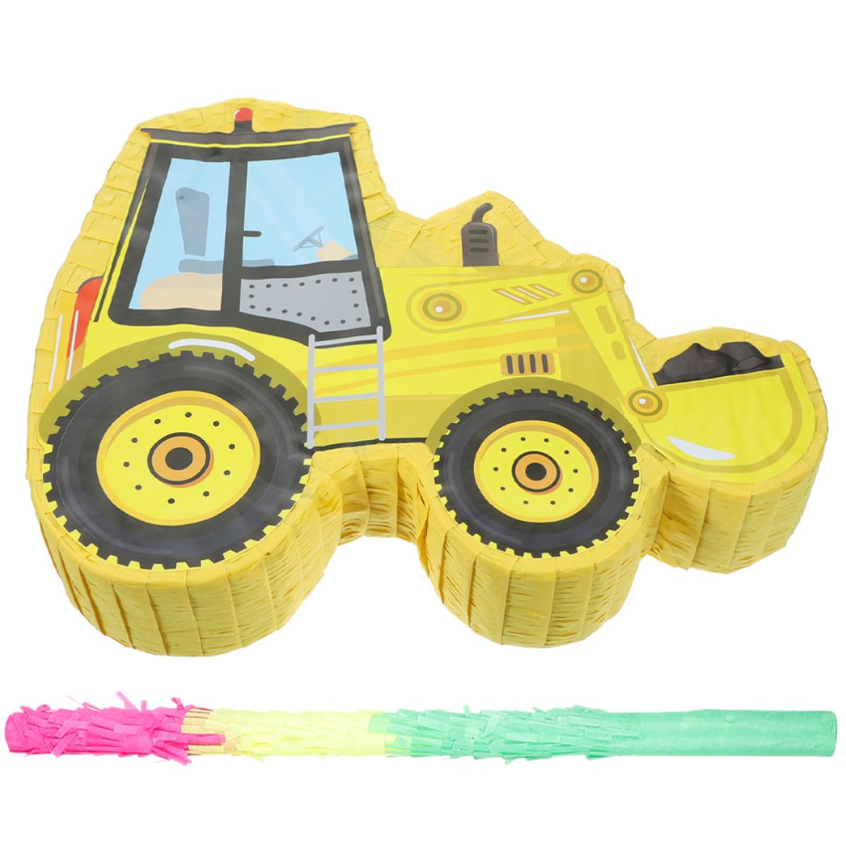 KALLORY Handgefertigte Papier Piñata im Kreativen Bagger Auto Design 1 Satz Partyzubehör für Kindergeburtstag und Feier mit Baustellenmotiv