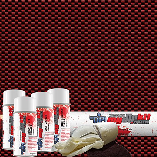 Black & Clear Carbon Fiber with Red Paint Hydrographics Dip Kit Store - CF-152-RED - DipKitStore - Water Transfer Printing – (Entry Level)