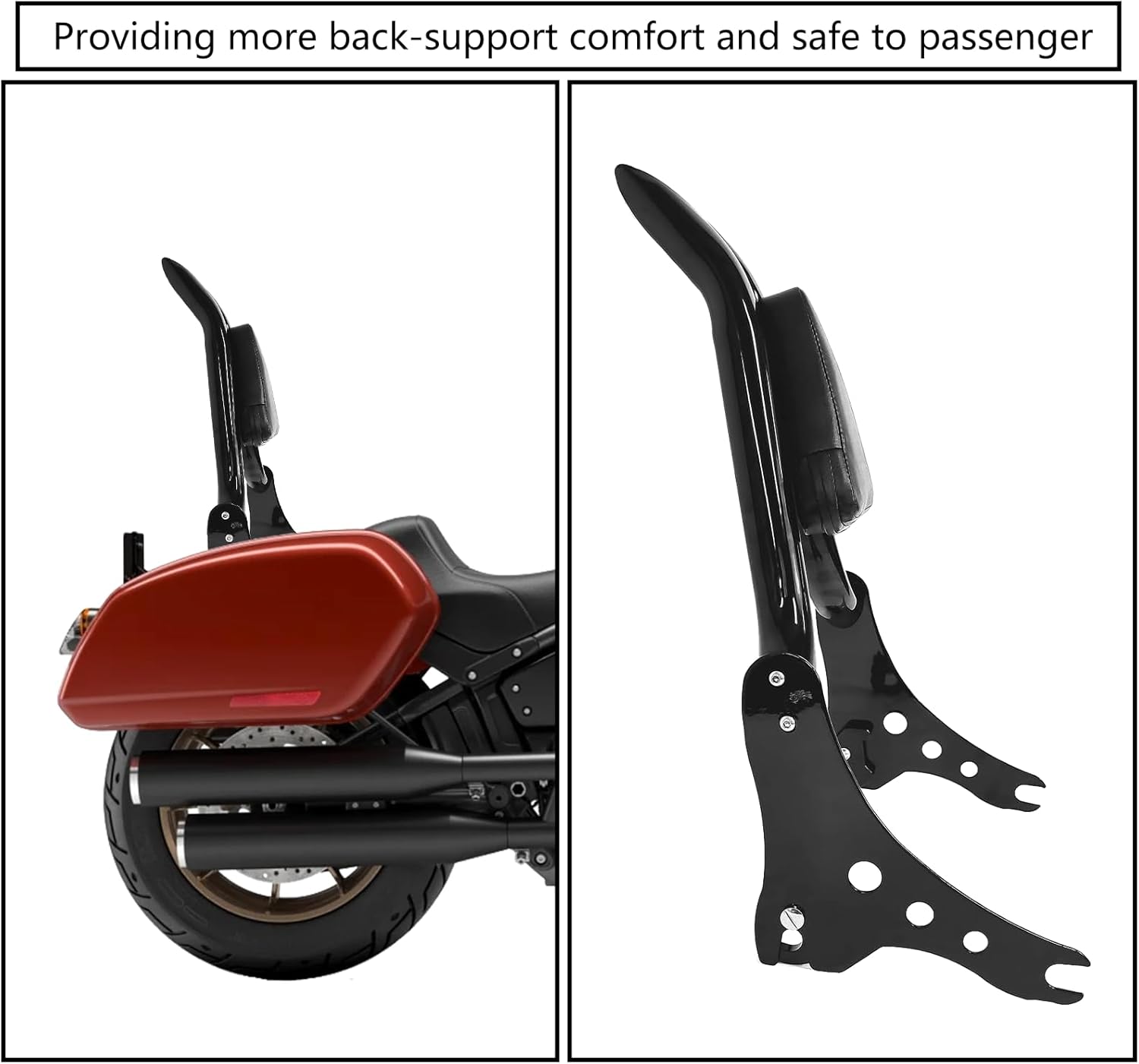 Detachable Black Sissy Bar Pad for Harley Davidson Low Rider s ST FXLR FXLRS FXLRST 2018-2024 Sport Glide FLSB Passenger Backrest With Docking Hardware Kits
