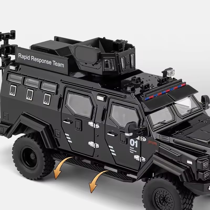 Image of Alokik Enterprise 1:24 Armored Police Car with Tooth Tiger Explosion Proof Die-Cast Model Metal Pull-Back Car with Lights & Sounds with 4 Opening Doors Kids' Best Showpiece Toy Vehicle Gift【Brown】