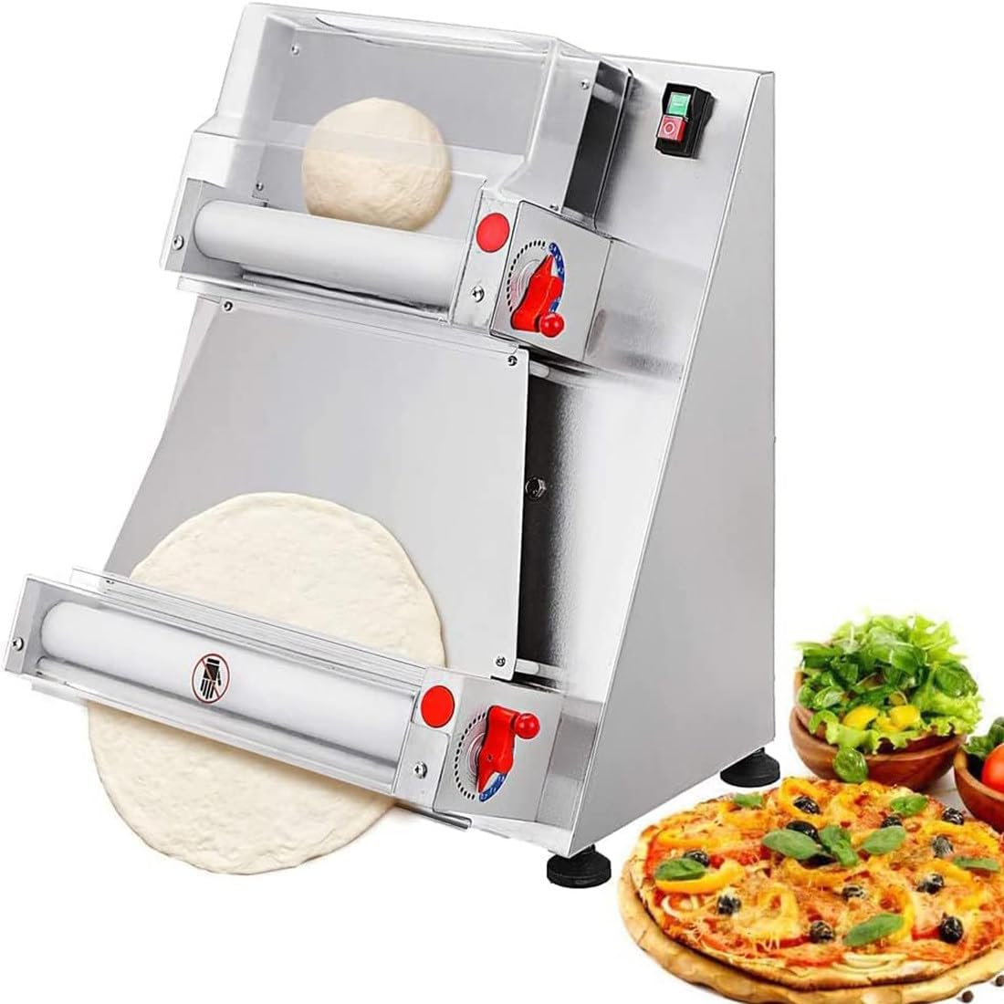 Komercyjna maszyna do wyrabiania ciasta, 35 cm, 370 W, elektryczna maszyna do wykrawania ciasta do pizzy, nadaje się do maszyn do makaronu, pizzy, chleba i makaronu, 3-15 cali (pizza 15")