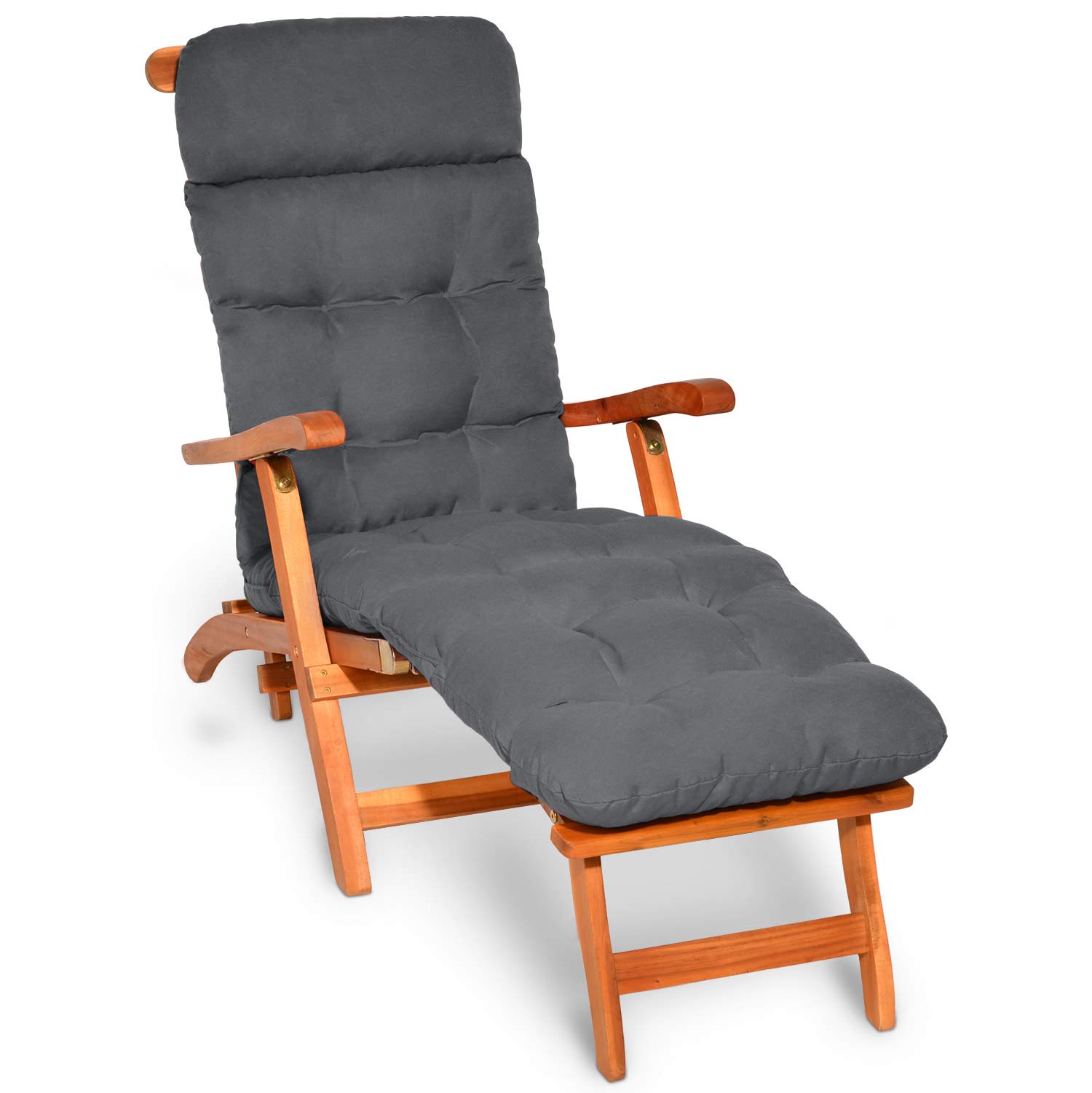 Beautissu 2X Colchoneta Tumbona Exterior 200x50x8 cm Flair DC – Cojin Tumbona Exterior para Jardín o Terraza con Relleno de Gomaespuma – Gris Claro