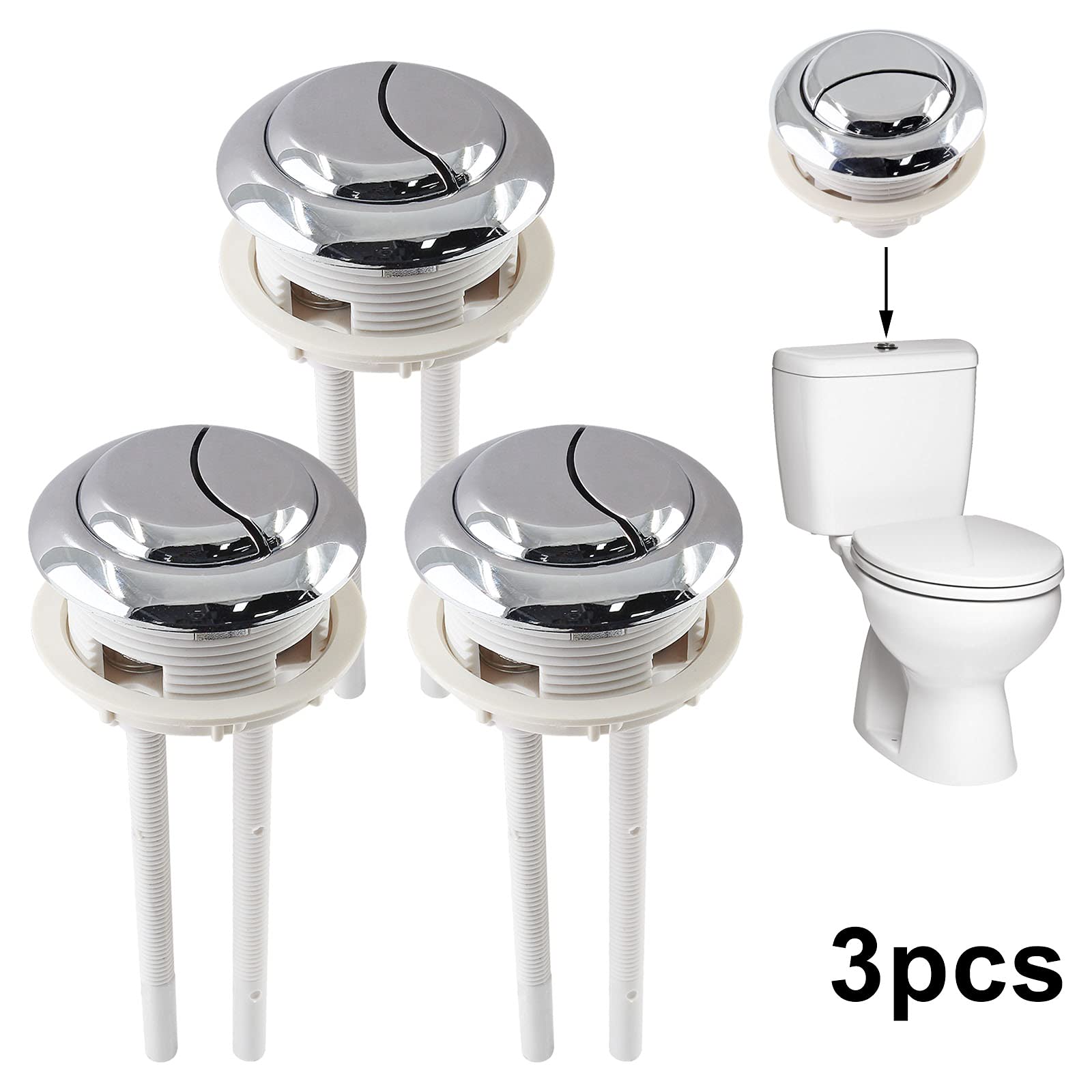 Juego De 2 Botones De Descarga Doble Para Cisterna WC - 38 Mm, Universal, Ahorro De Agua, Fácil Instalación, Varilla Ajustable