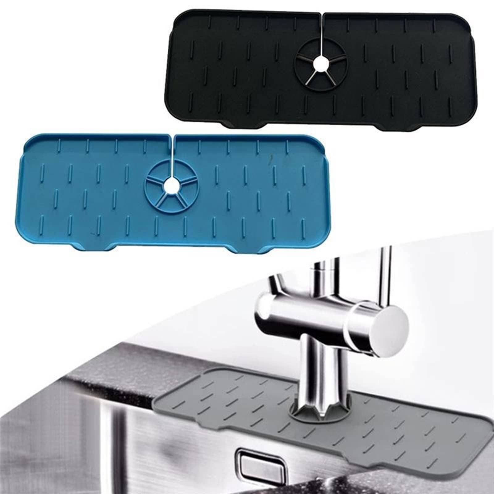 Silikon-Spülbecken-Abtropfmatte, wiederverwendbarer Spritzschutz für Wasserhahn und Arbeitsplatte, Größe 37 x 14 x 0,8 cm, verstellbar