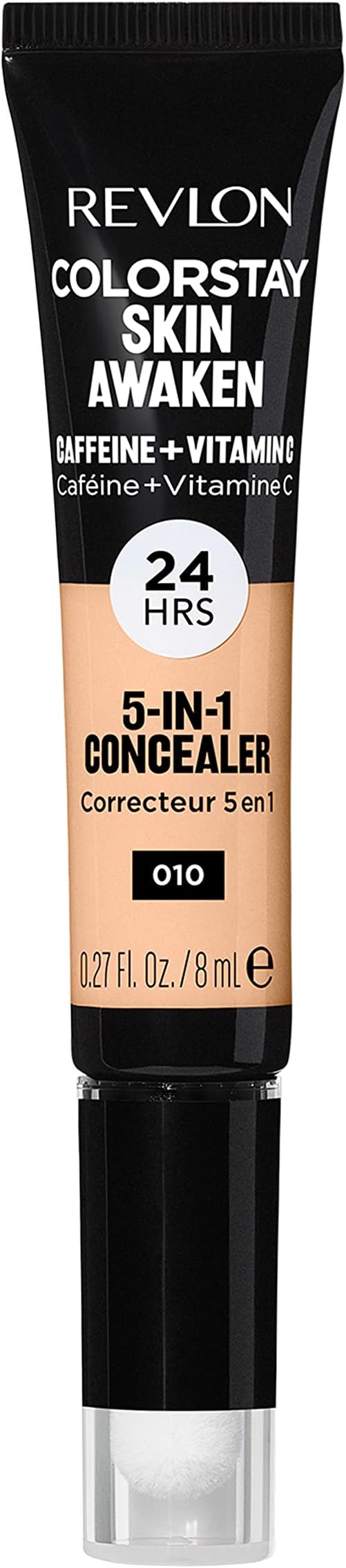 Revlon ColorStay Skin Awaken 5-in-1 Concealer, Lightweight, Creamy Longlasting Face Makeup with Caffeine & Vitamin C, For Imperfections, Dark Circles & Redness, 010 Vanilla, 0.27 Fl Oz