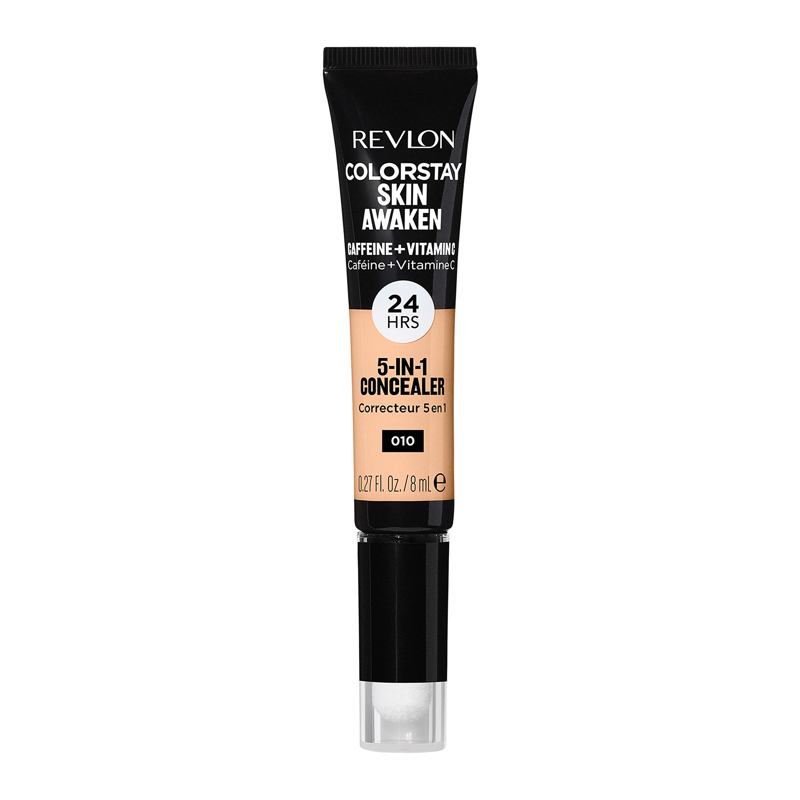 Revlon ColorStay Skin Awaken 5-in-1 Concealer, Lightweight, Creamy Longlasting Face Makeup with Caffeine & Vitamin C, For Imperfections, Dark Circles & Redness, 010 Vanilla, 0.27 Fl Oz