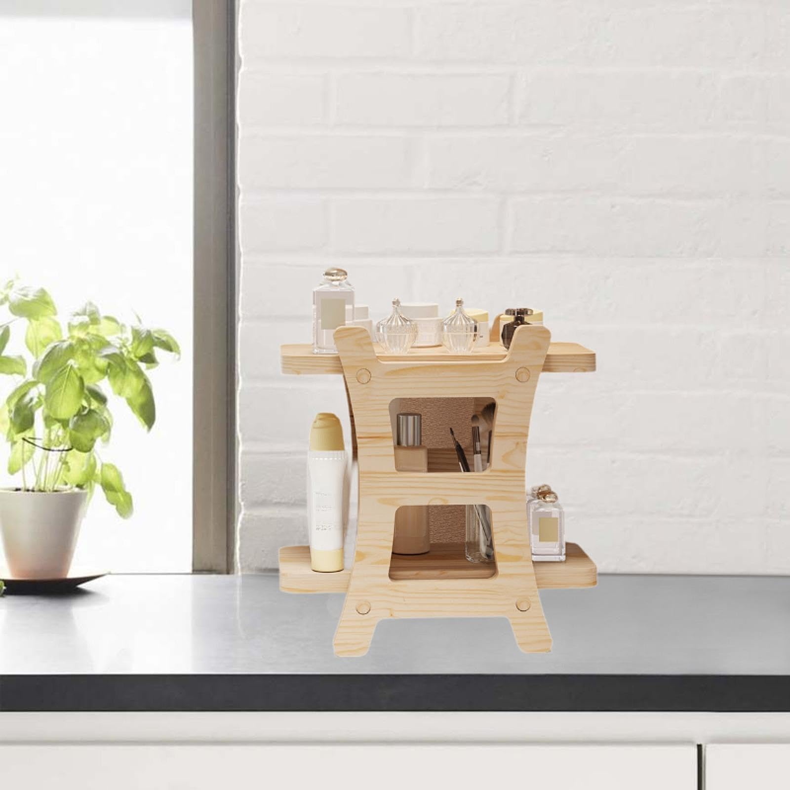 Présentoir de Table en Bois, Organisateur de cosmétiques, Support de Rangement Multifonctionnel décoratif, Porte-Parfum for comptoir de Bureau
