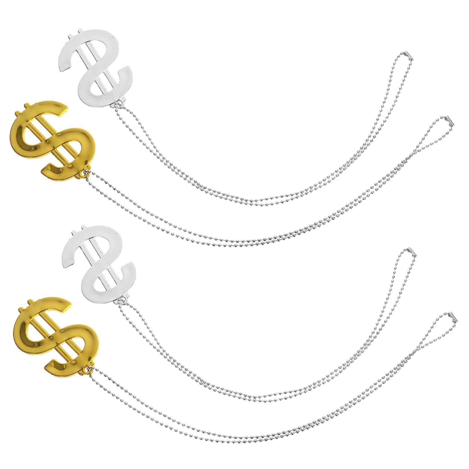 BESTonZON 4Pcs Sign Necklace Lightweight Money Chain for Parties Halloween and Birthday Celebrations Unique Hip Hop Jewelry for Fun Festive Outfits