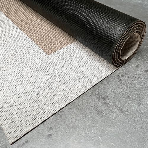 STORESDECO Alfombra vinílica de Tejido Trenzado Premium de Alta Gama. Lavable Antideslizante y extraplana. Materiales de máxima Calidad Resistentes Color Beige-Blanco 120x180 cm