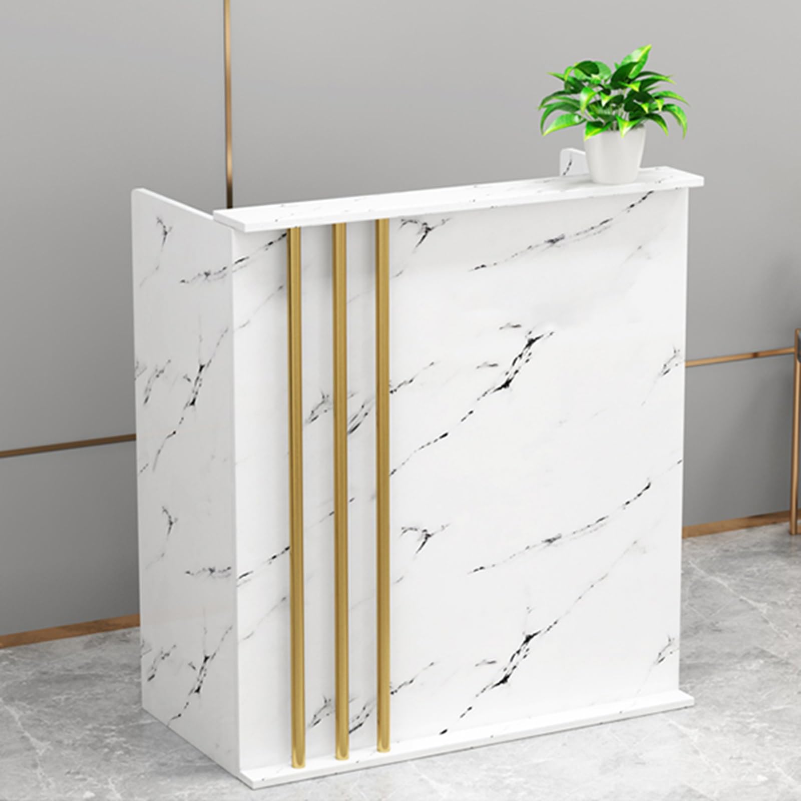 Generico Bancone Reception Moderno con cassetto chiudibile a Chiave, Elegante Tavolo Cassa per Negozi, Hall, saloni di Bellezza e uffici Domestici, 80x45x95 cm, Multicol