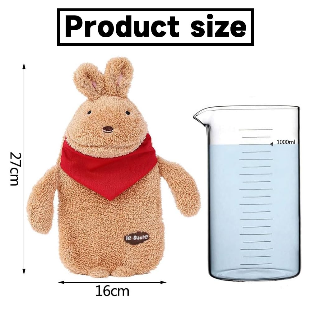 Bolsa de agua caliente prémium,Bolsa de Agua Caliente para el Alivio del Dolor,Botellas de Agua Caliente de Goma,Felpa Bolsas Agua Caliente,Hot water bottle with cover (F)