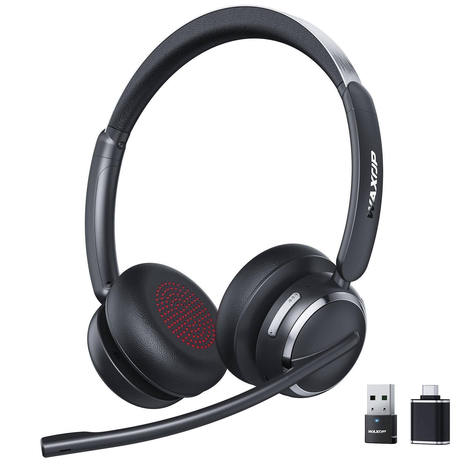 Photo 1 of Wireless Headset with Mic for Work, USB A/C Dongle, Bluetooth 6.0 Headset with AI Noise Cancelling Microphone, Wireless Headphones with Mic Mute & 65H, Wireless Headset for PC/Computer/Laptop/Teams