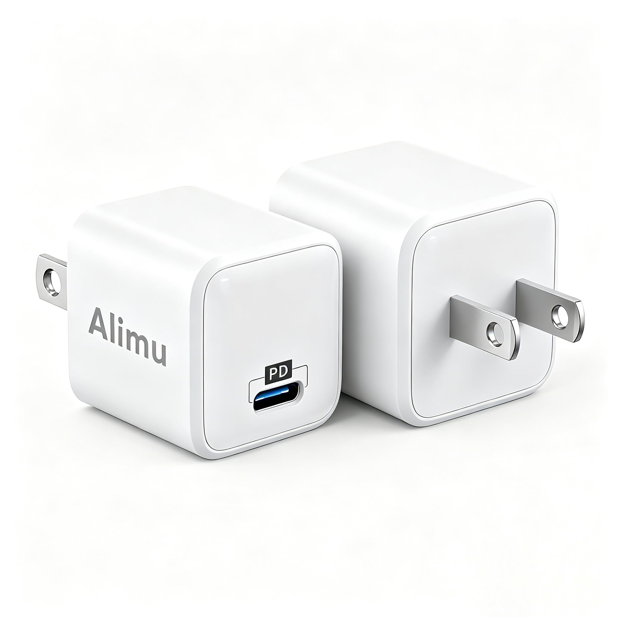 Alimu USB C Charger Block 20W, Compact Fast Charger for iPhone 17/16/15/14/13 Series, Galaxy S25/S24/S23/S22/S22 Ultra/S21/S20/S10/S9/S8/S7/Edge/Note 10, Pixel 4/3, iPad (White, 2 Pack)