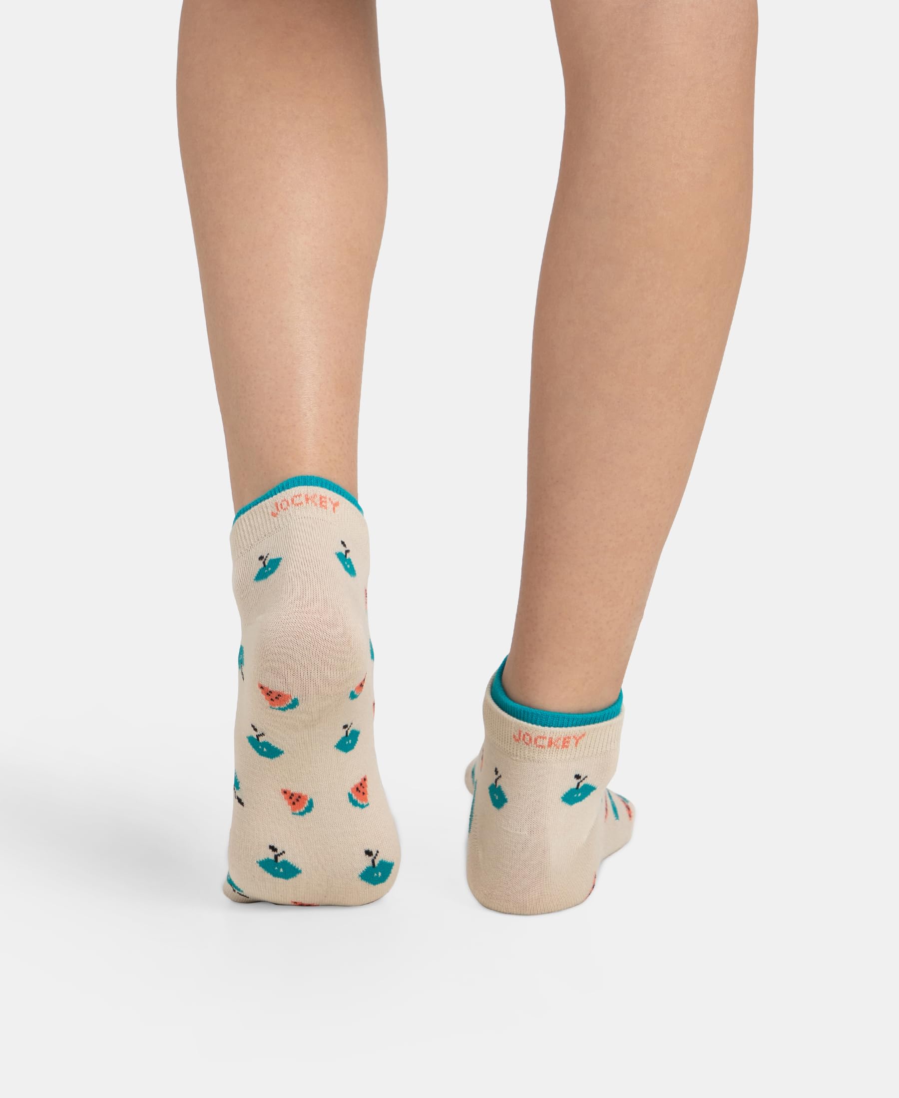 Jockey 7480 Women's Compact Cotton Stretch Low Show Socks with StayFresh Treatment (Pack of 2)_Peacoat & Oat Meal_FREE SIZE - Image 4 thumbnail
