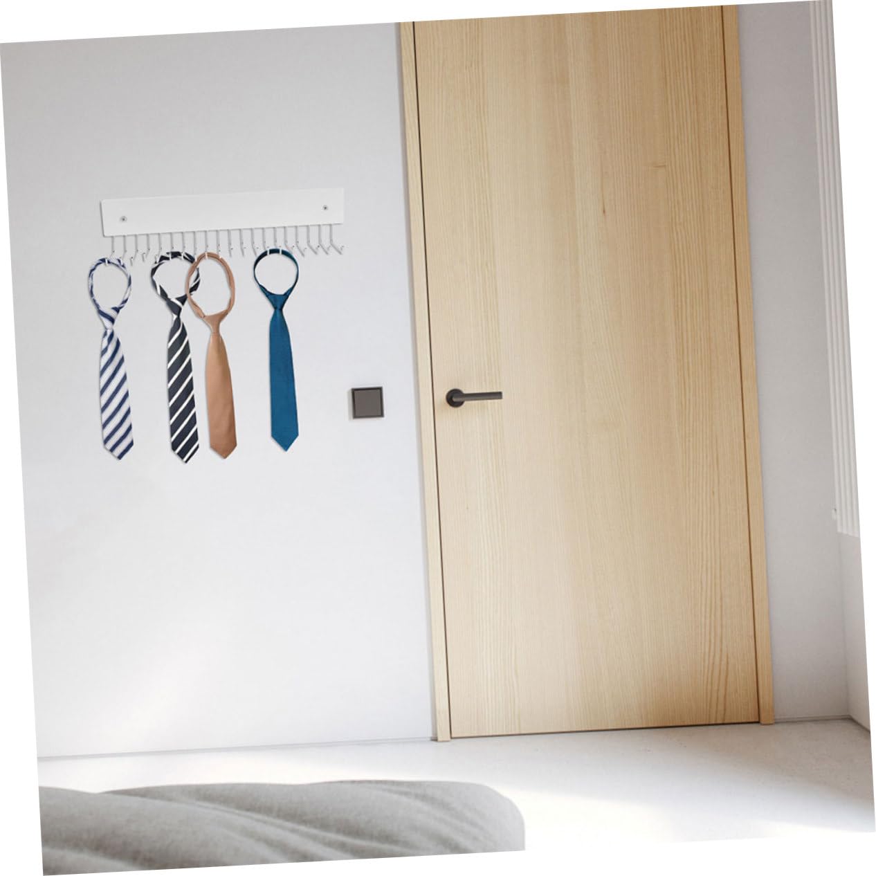 Perchero de Pared para Corbatas 2 Piezas, Madera y Hierro