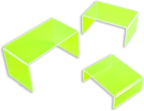 Elevadores de exhibición de acrílico verde neón (juego de 6)