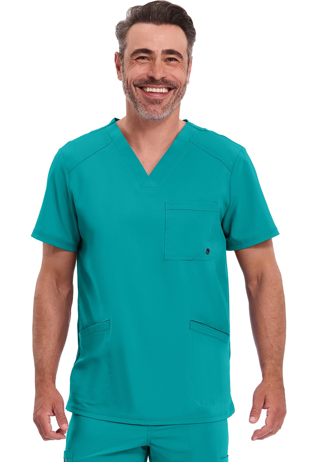 Cherokee Infinity Men's V-Neck Scrub Top with 3 Pockets and 360° Stretch