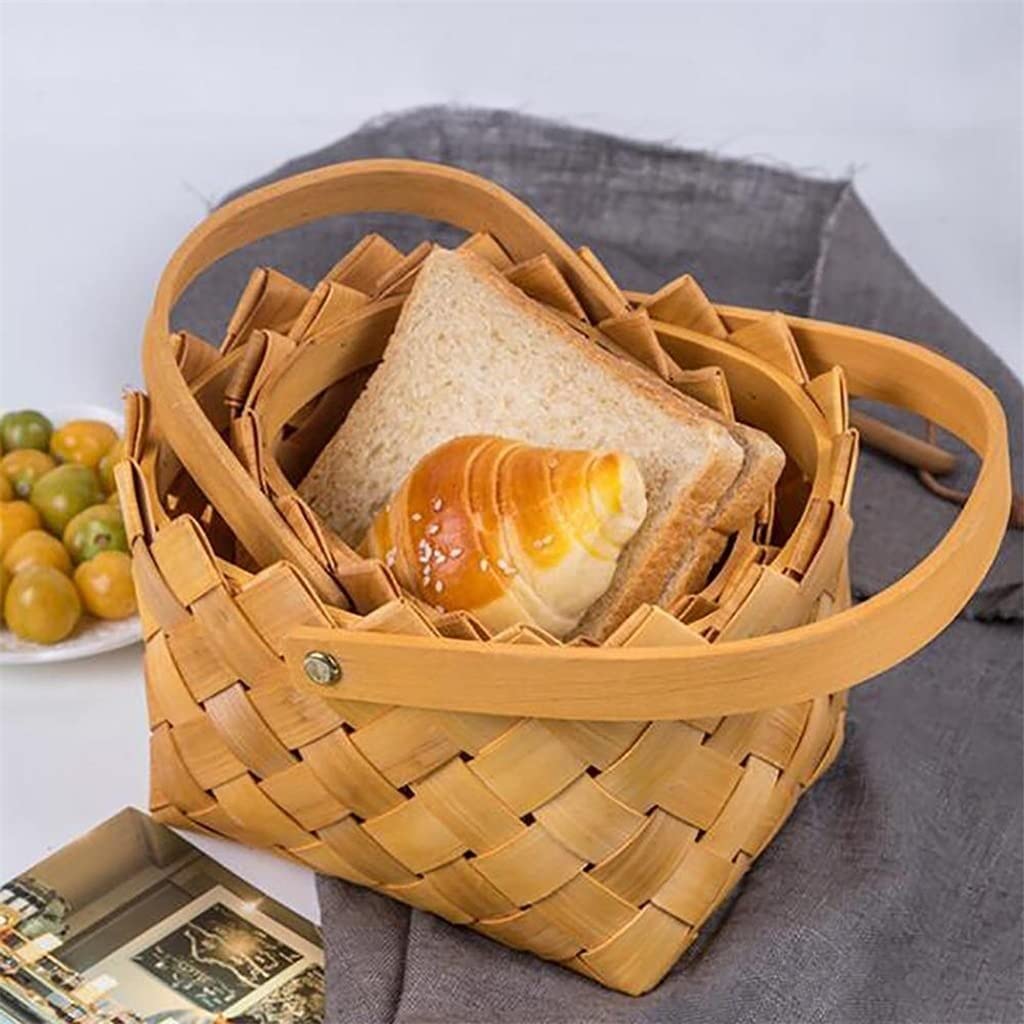 Koszyk Piknikowy Rattanowy Kosz Wiklinowy Piknikowy Z Wierzby Camping Zakupy Pojemnik Do Przechowywania Kosze Owoców Plenerowy(16 * 12 * 18cm)