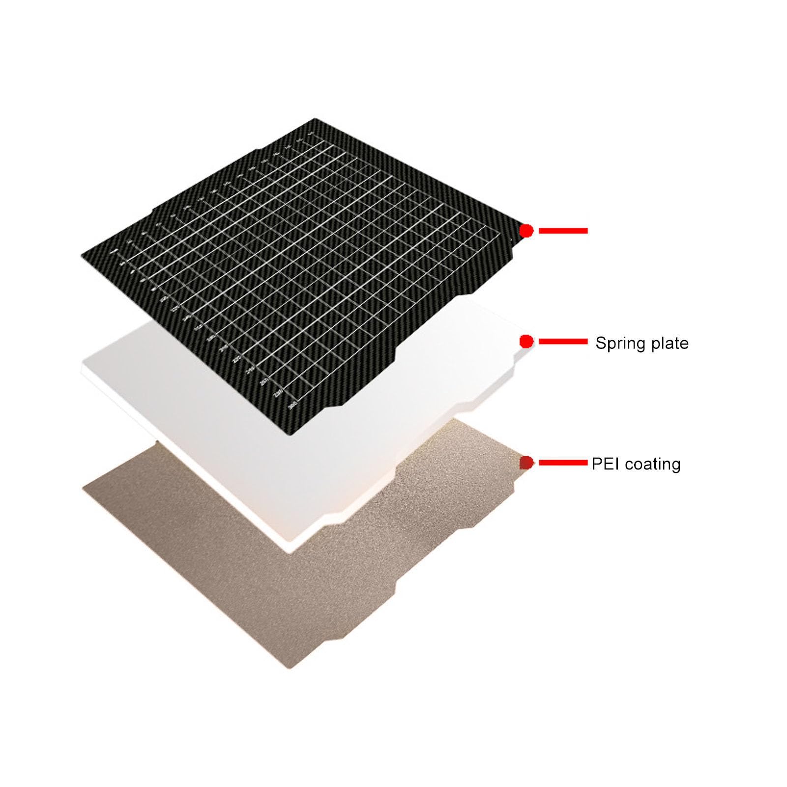Bauplatte Für 3D-Drucker, 365 X 365 Mm, Doppelseitige Kohlefaser-PET-Pulverbeschichtung, Magnetisches PEI-Federstahlblech, Hitzebeständig, Für Multimaterial-3D-Drucker