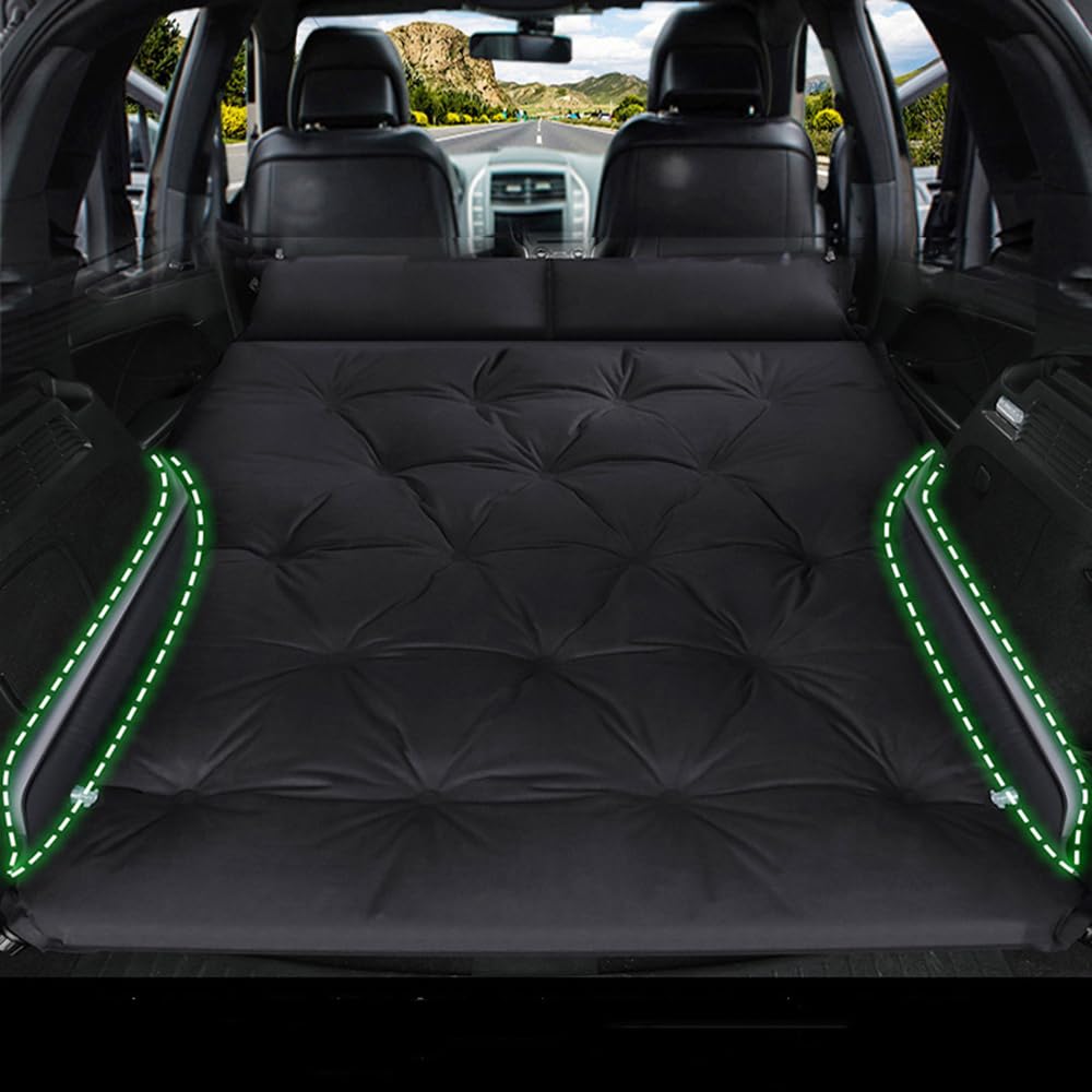 Auto Matratze für Skoda Yeti Superb Octavia Fabia Karoq Kamiq Kodiaq, Auto-Rücksitz-Dickere Luftbett Faltbar Auslaufsichere Auto Luftmatratze Schlafzubehör,A/Black- C
