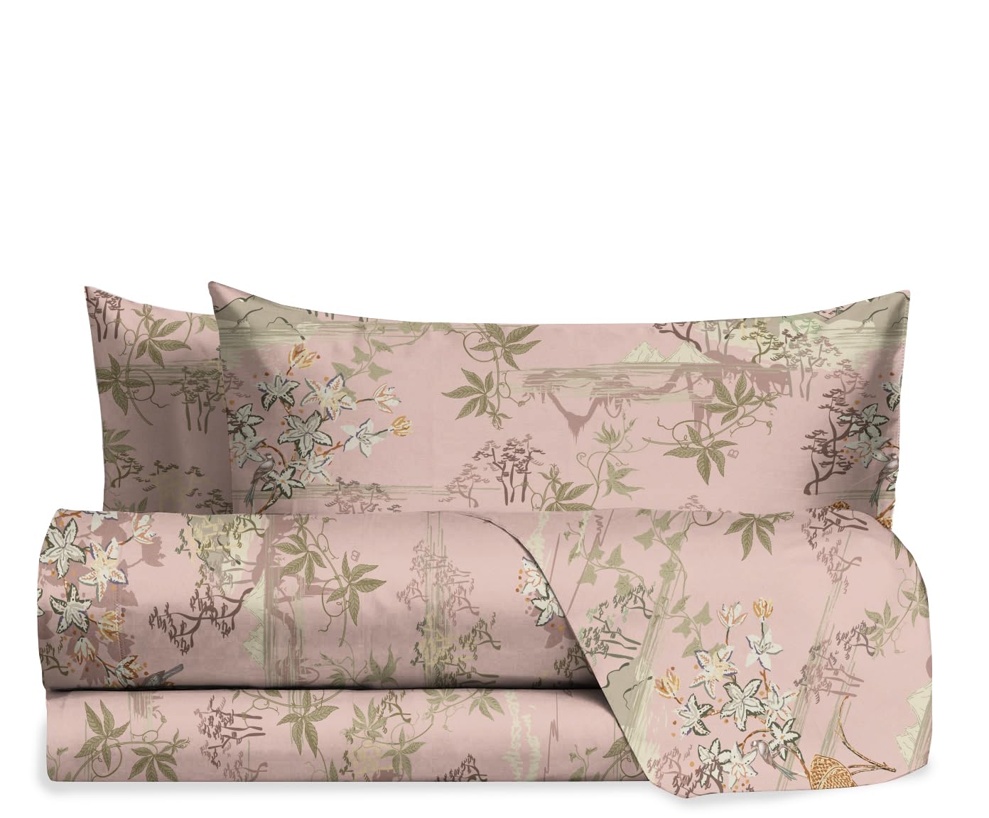 hermet Laura Biagiotti, Set Lenzuola Matrimoniali Cotone, Completo Letto a Fantasia, 100% Cotone, Lenzuolo Sopra + Lenzuolo Con Angoli + Coppia Federe, Teia Rosa