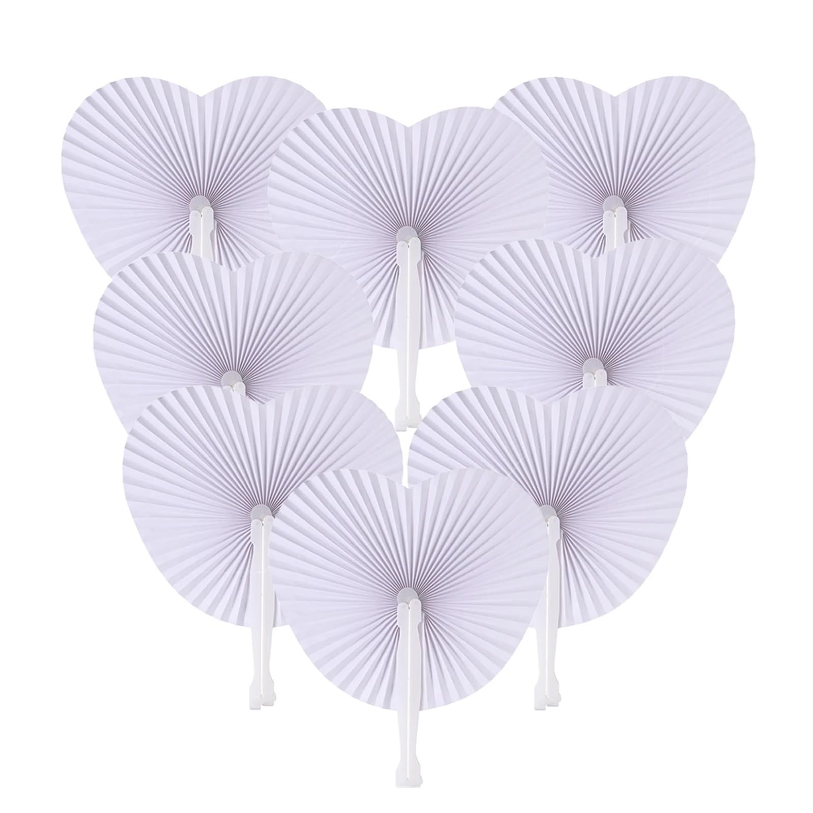 12/24/60/108 Stück weiße Faltfächer aus Papier, herzförmige, runde Fächer for Partys im Freien, Geburtstags- und Hochzeitsdeko, DIY-Zubehör(Heart,108pcs)