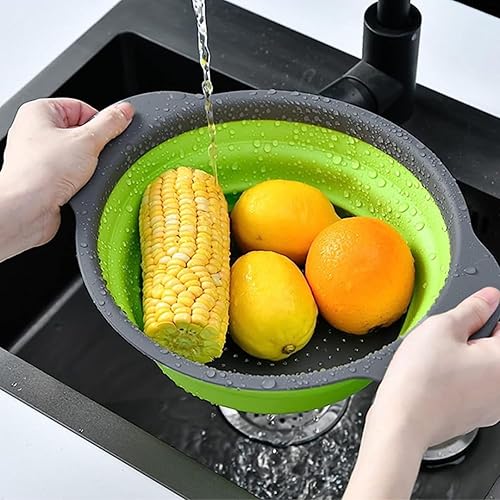 Miniatura 4 de Juego de colador plegable de silicona para cocina, tamaños XL, L y S, a prueba de óxido, resistente al olor, diseño que ahorra espacio con pequeño