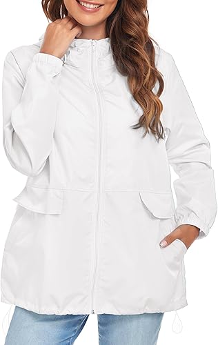 Miniatura 4 de Chubasquero ligero para mujer, impermeable, plegable, para exteriores, resistente al viento, chaqueta de lluvia activa S-XXL