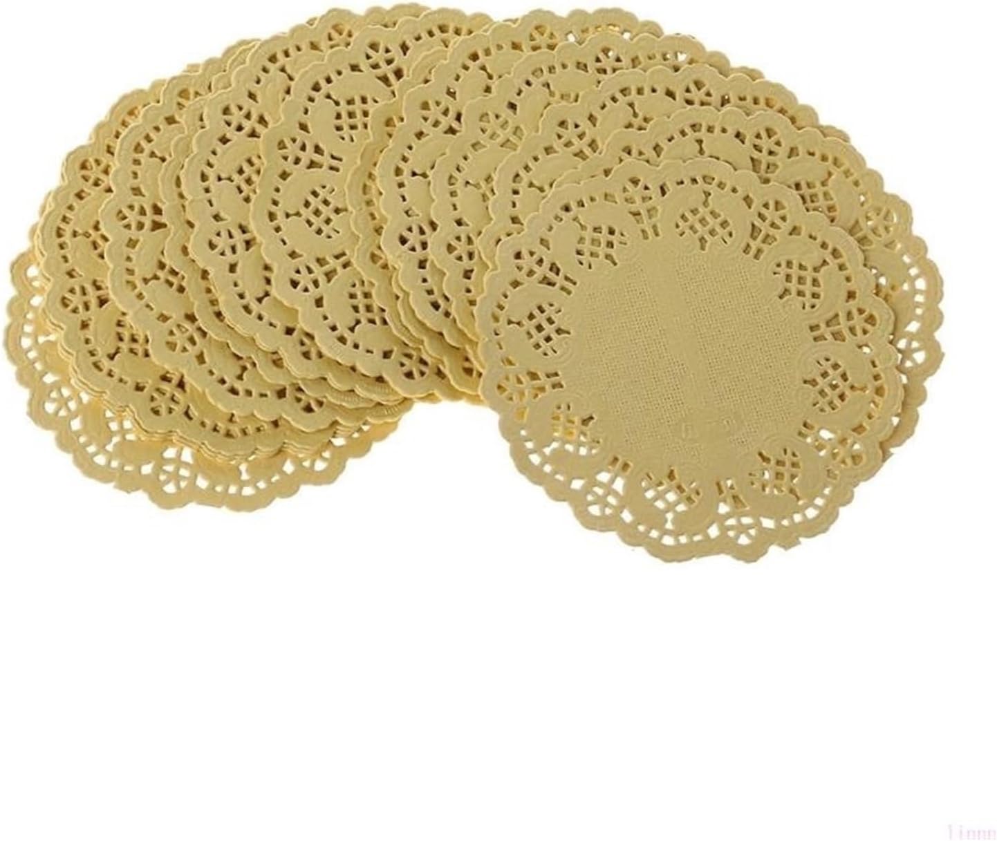 Lace Paper Doilies Placemats Box 800 Pcs Round Lace Paper Mats Coasters Placemats Wedding Events Party Table Gift Doilies Vintage Placemat(Yellow)