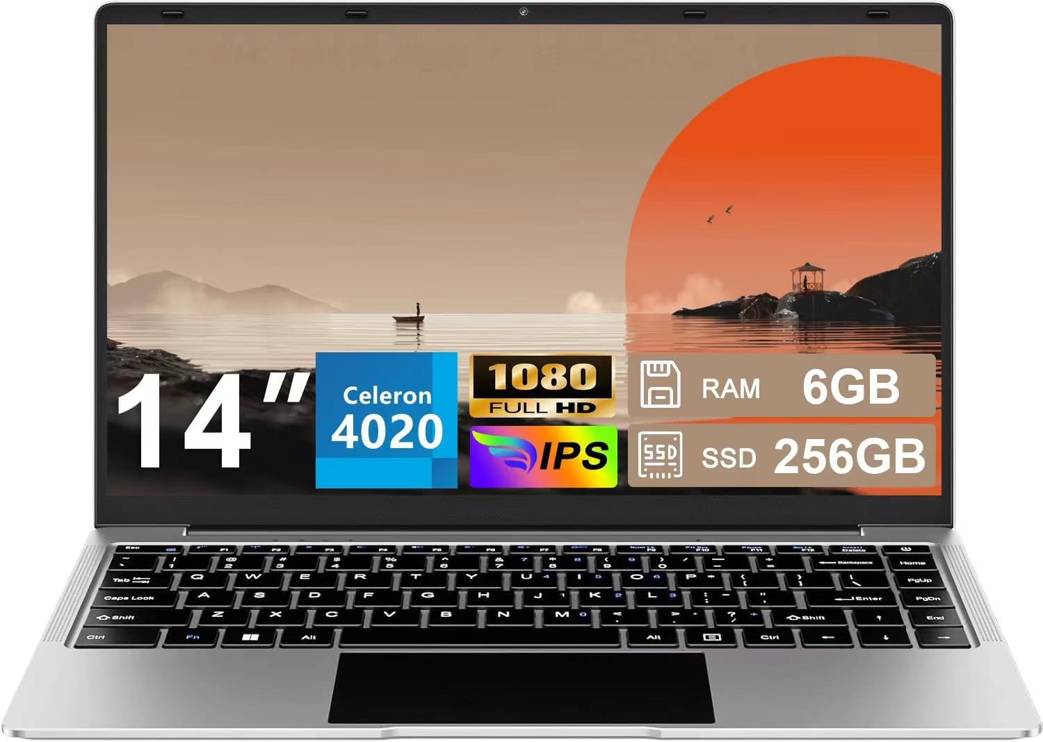 bvate 2026 Ordenador Portátil 14″ Win11 6GB 256GB SSD Soporte 1TB SSD