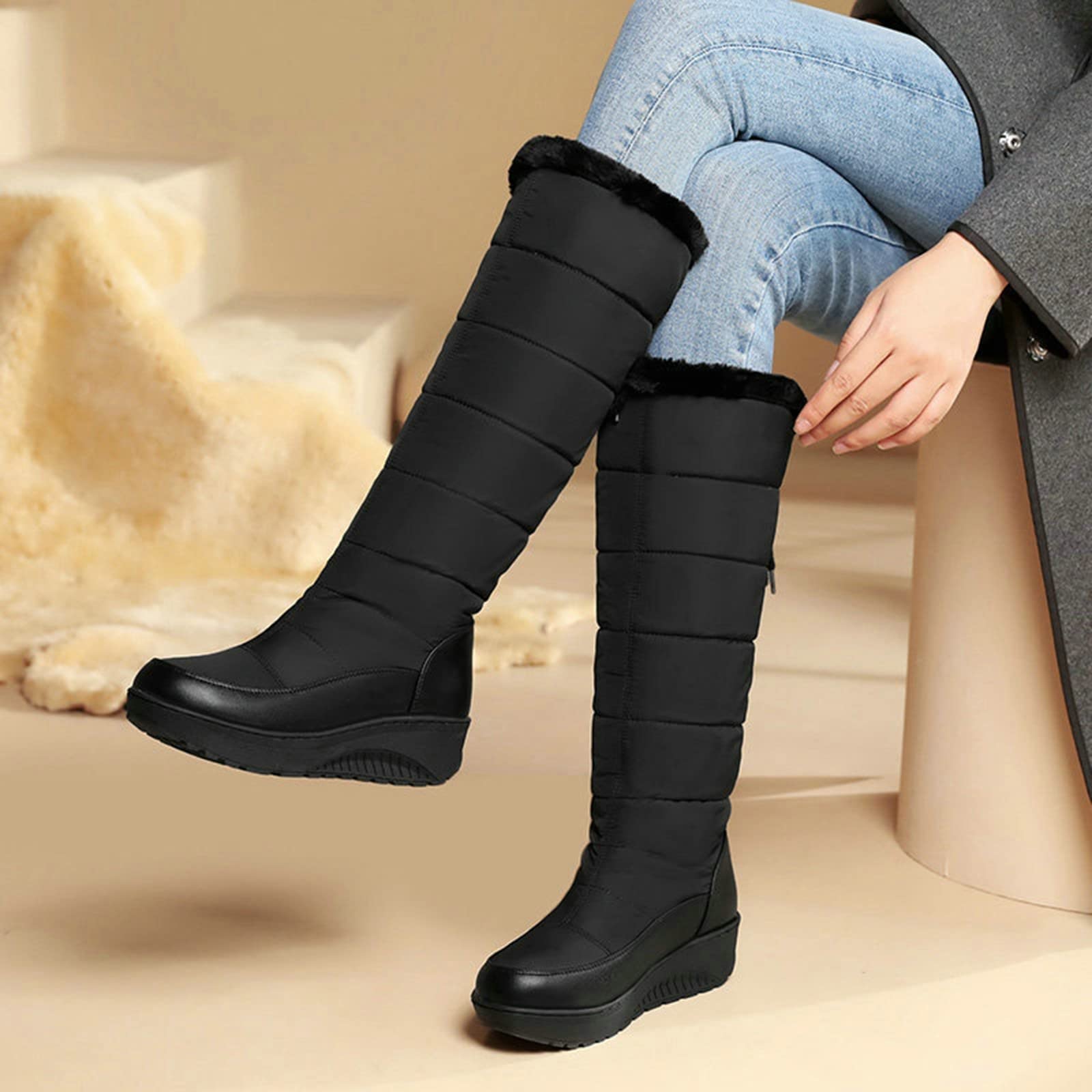 Stivali Pioggia Donna Fashion Lunghi con Cerniera Laterale E Lacci con Motivo Stampato Giardino Impermeabili Stivali Wellington per Donna Stivaletti Motivo Stampato a Fashion Scarpe da