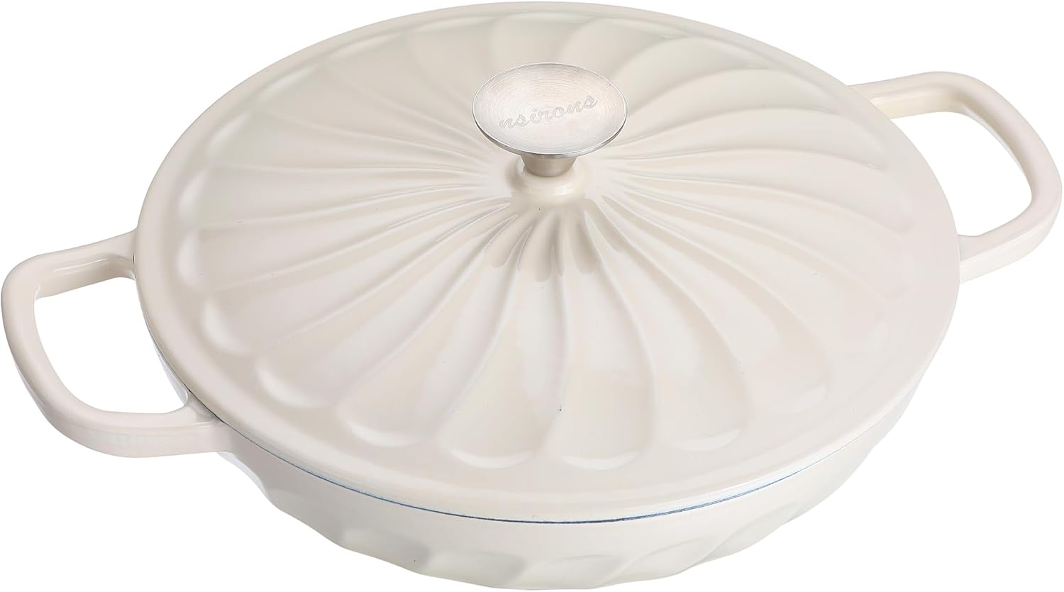 Enameled Cast Iron Braiser with Lid, 3.8 Qt (White)