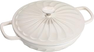 Enameled Cast Iron Braiser, 3.8 Quart Enamel Dutch Oven with Handles, Cast Iron Braiser Pan with Lid,Enameled Cookware (White)