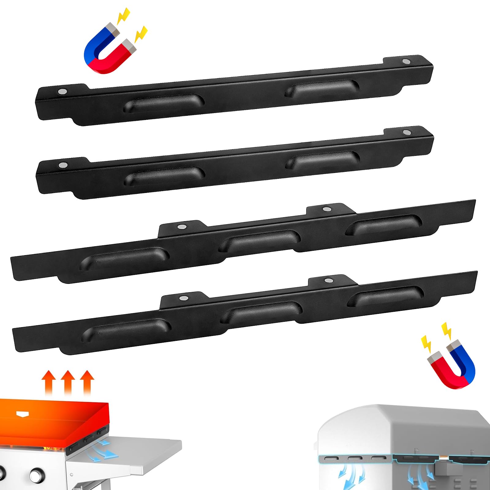 ITEFDTUTNE Wind Guards for Blackstone 36 Inch Griddle,Blackstone Griddle Accessories,Upgraded Magnetic Wind Screen for Blackstone Grill, Fit with Side Shelf, Hood＆Rear Grease Cup,Black