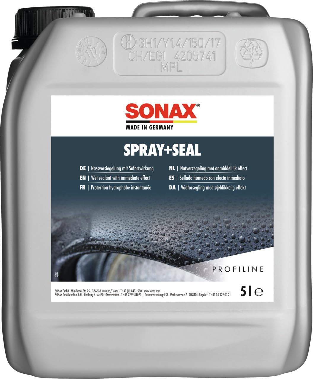 SONAX Profiline Spray & Seal - Sellador en húmedo (5 L) | Sellado en húmedo listo para usar con efecto repelente al agua y la suciedad