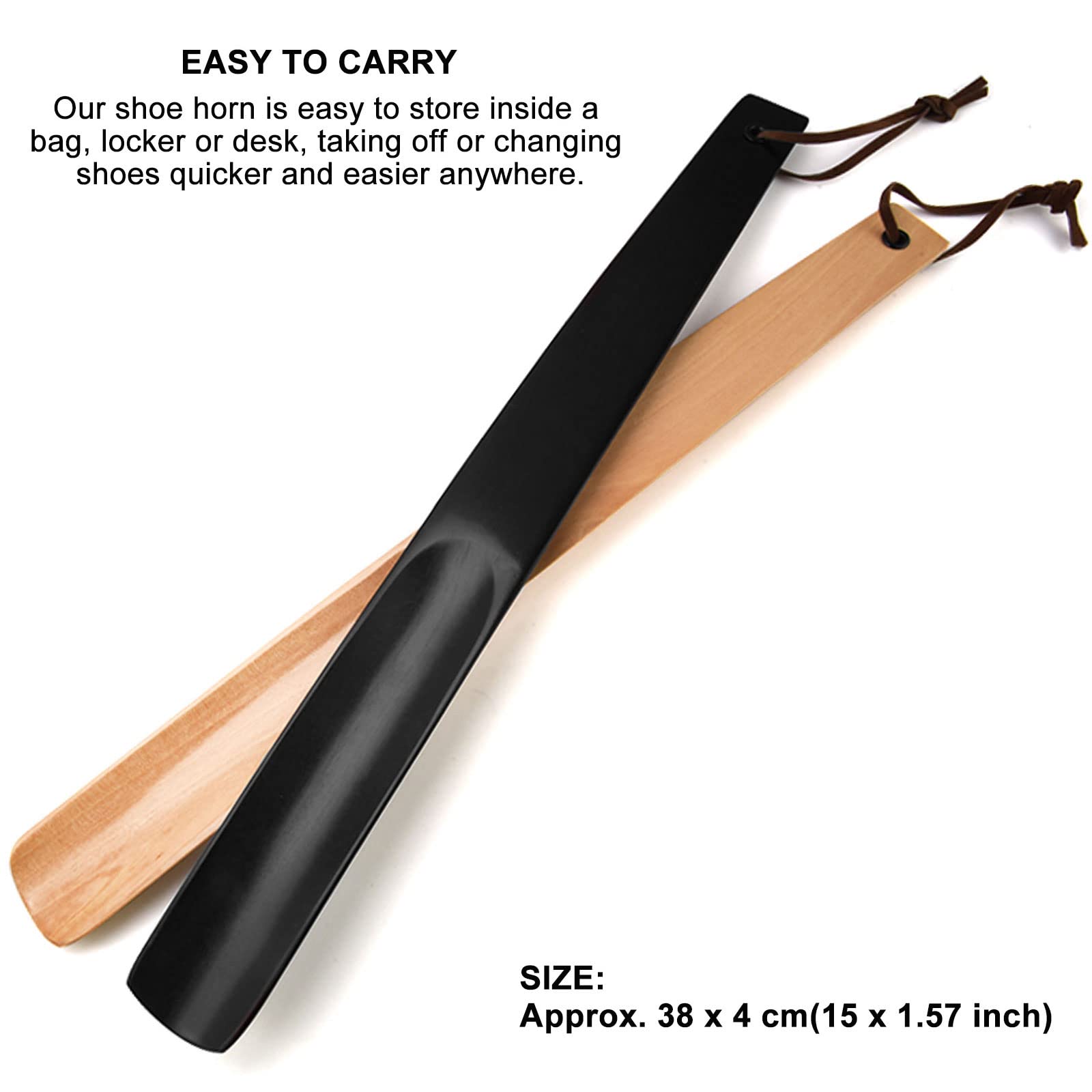 Calzador Largo de Madera 38 cm para Zapatos, Personas Mayores, Hombres, Mujeres