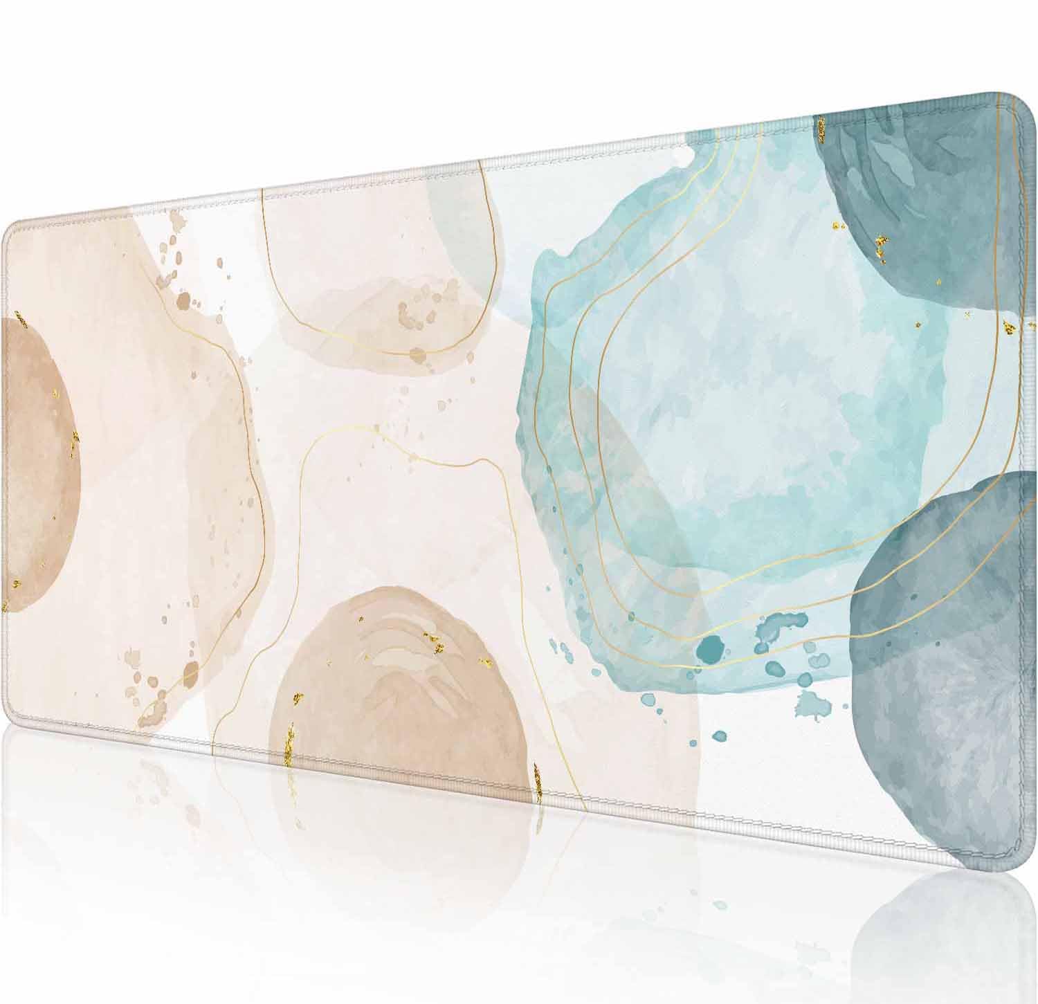 Large Gaming Mouse Pad with Stitched Edges, Desk Mat Extended Keyboard Pad, Non-Slip Rubber Base Desk Pad for Keyboard and Mouse, 31.5X11.8 inch,Boho