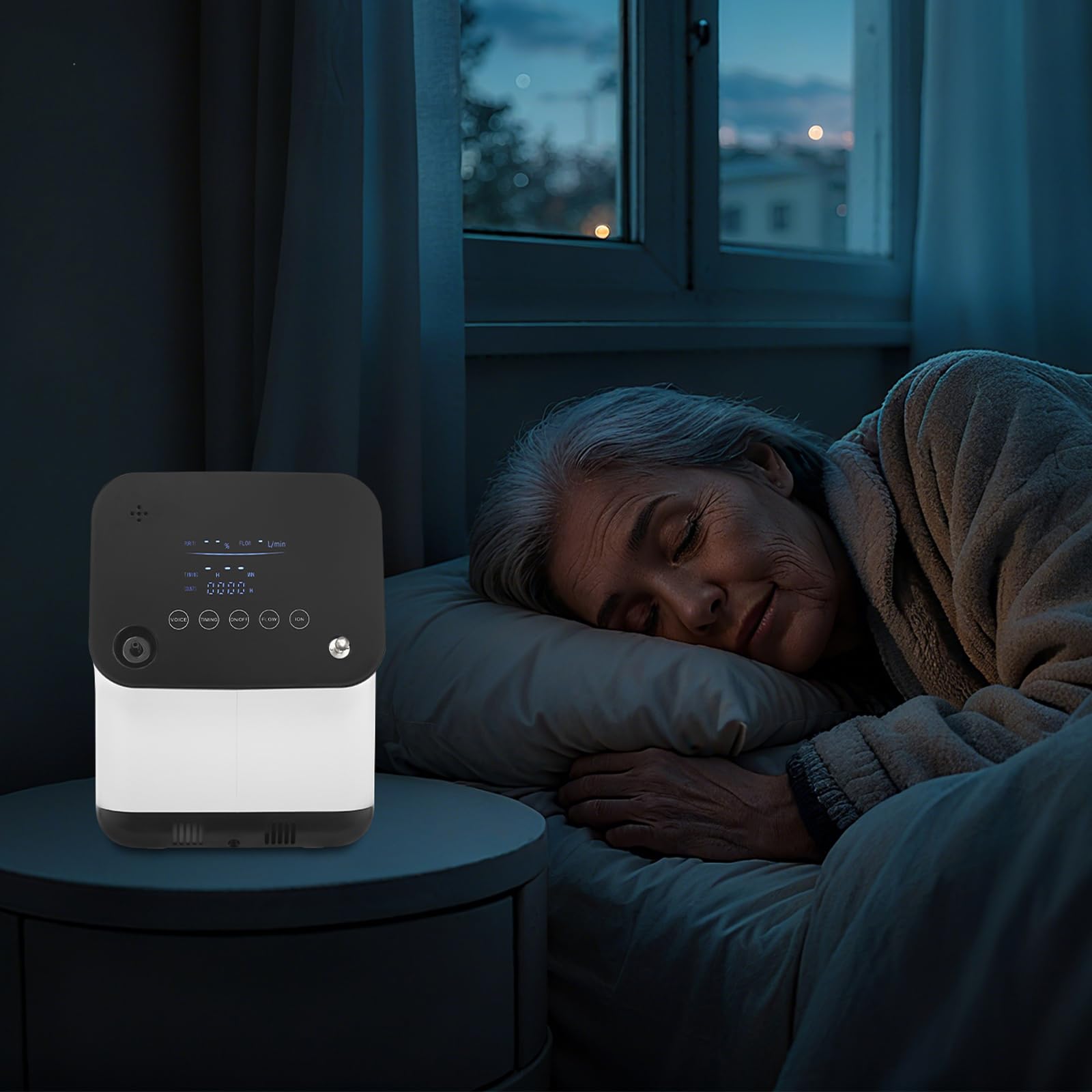 Macchina per la produzione di ossigeno, 1-7 lpm, portatile, 120 W, concentratore di ossigeno domestico silenzioso (45 dB), concentratore di ossigeno portatile, per casa e viaggi