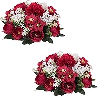 Vista 1 de Bolas de flores artificiales para centros de mesa: 2 piezas de rosas rojas para centros de mesa, arreglos florales, centro de mesa para bodas