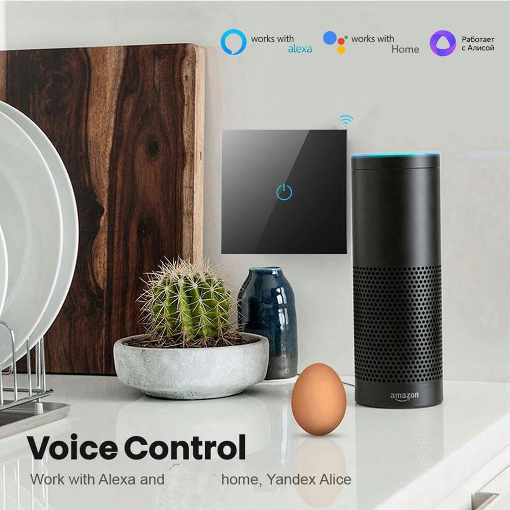 Smart Switch No Neutral Tuya Control 1/2/3 Gang Smart Life WiFi Light Touch Switches Remote Control Voice control-B655N Black 03
