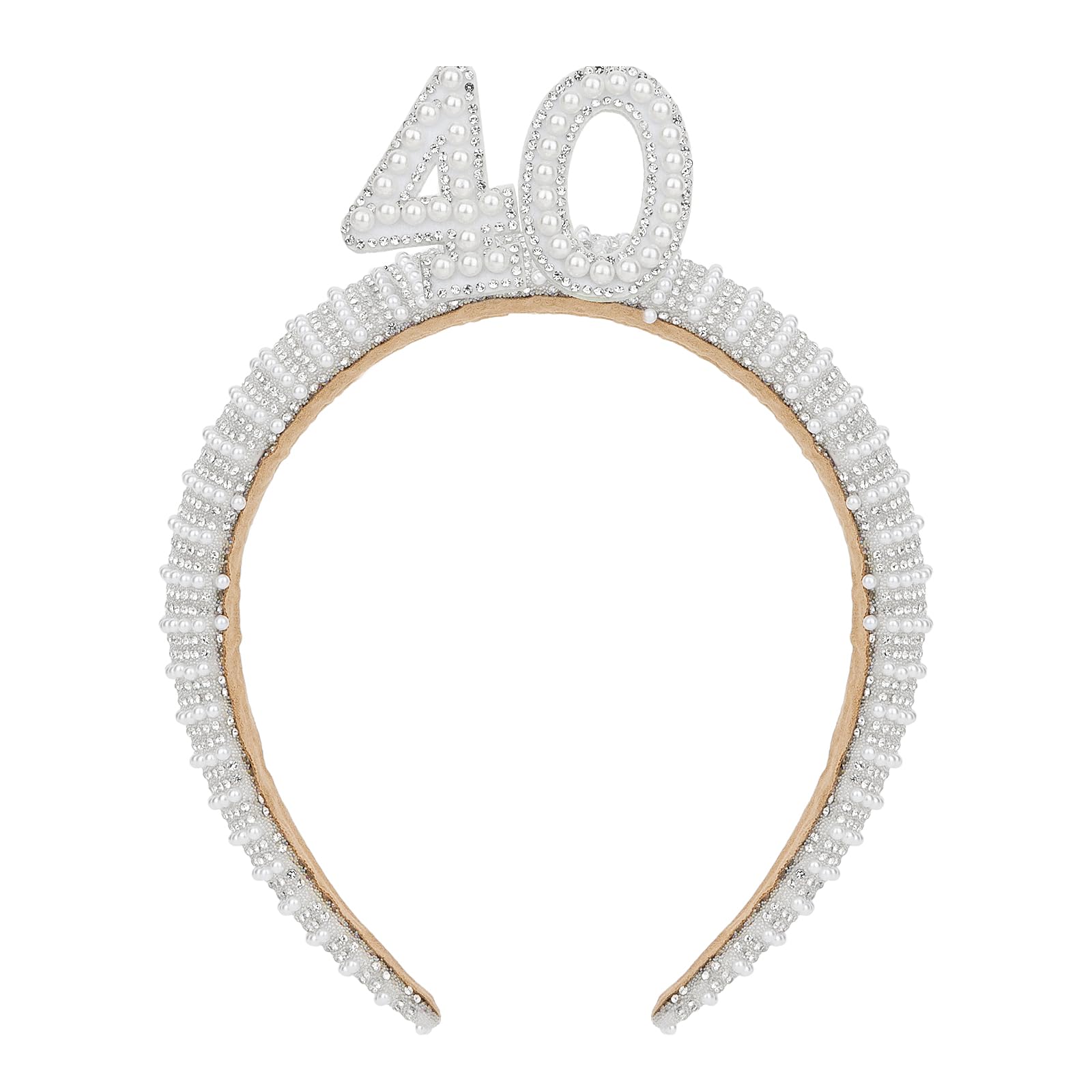 ANBALA 40th Birthday Headband 40th Birthday Decorations Pearl Headbands 40th birthday Rhinestone Headband 40th Birthday Gifts Fabulous Hairband for