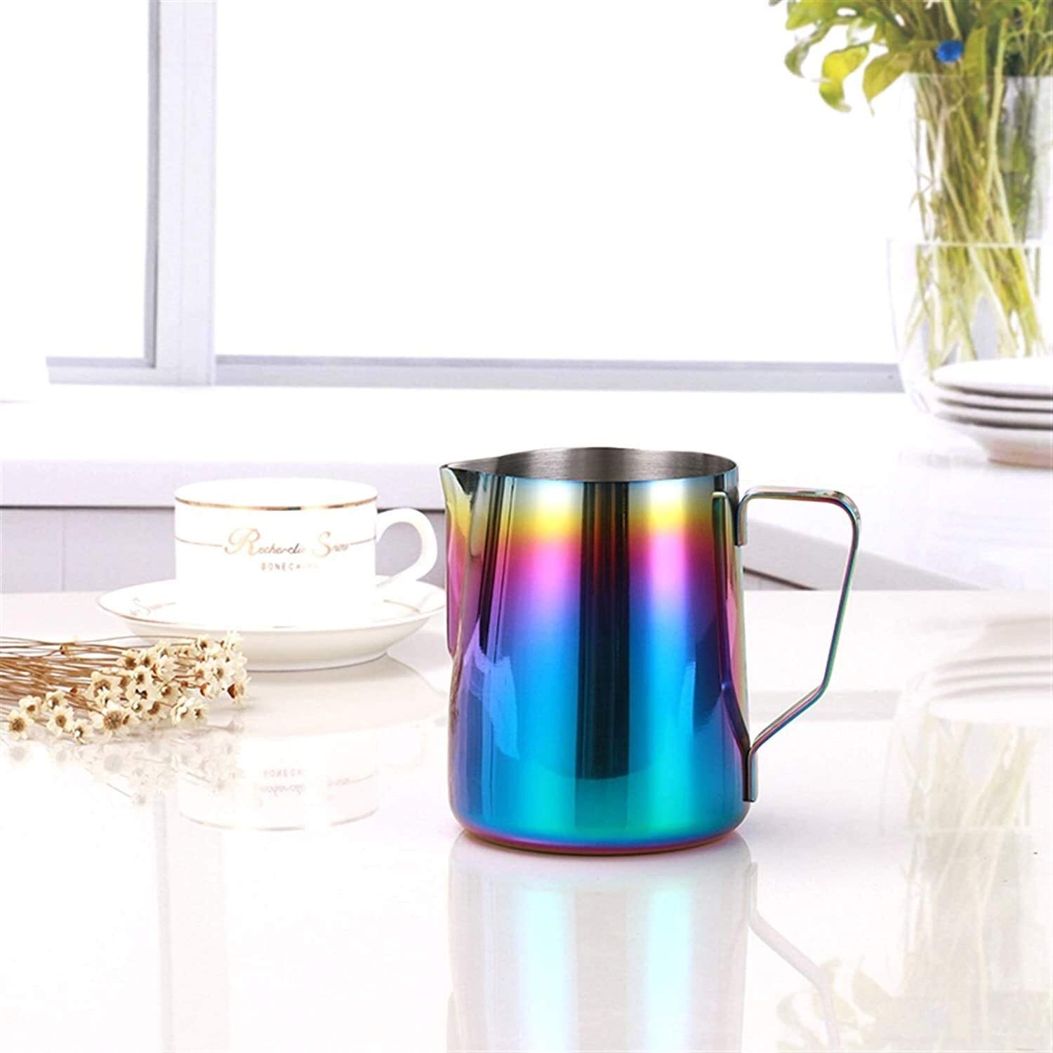 Milchgießer Creamer -Schaumkrug Schaum Schaum -Jug -Espresso Kaffee Krug Barista Craft Kaffee Latte Milch Schaum Krug Edelstahl Farbenfrohe Pitcher Becher (Size : 350ml)