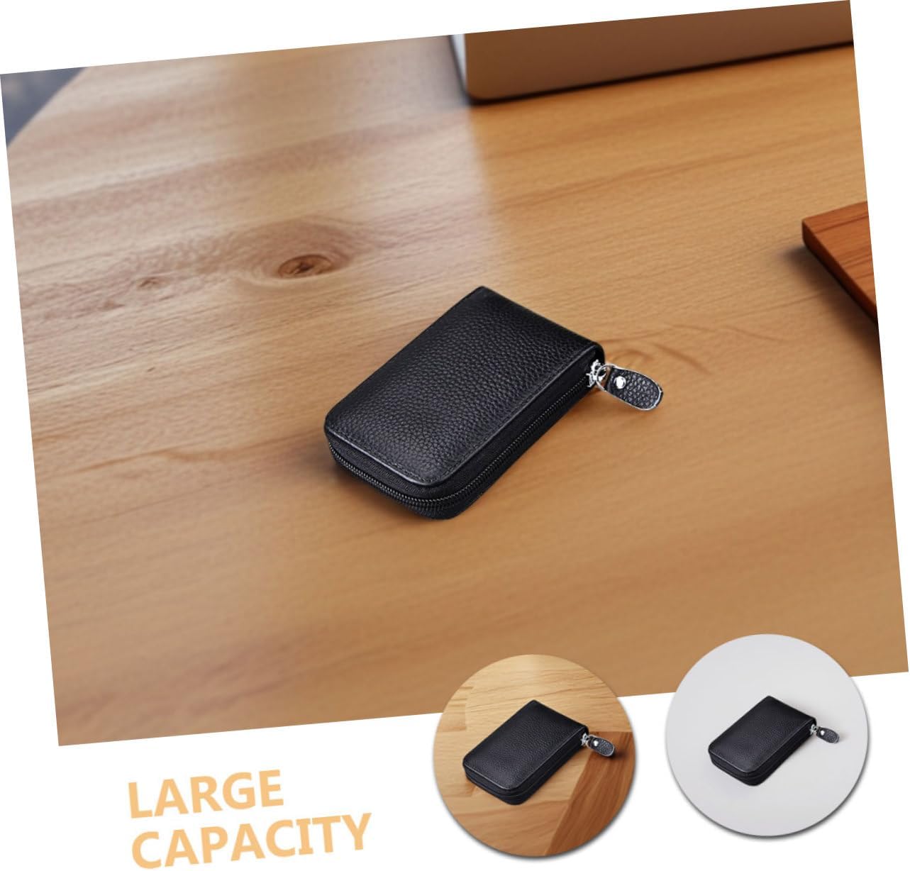 2pcs Cowhide Credit Card Case Men Women Organizer Slim Card Protector Zipper