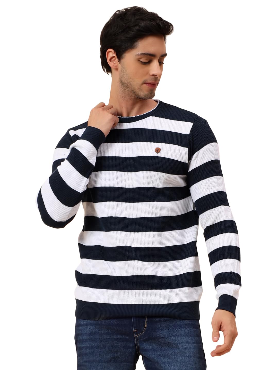 cantabil Sweater for Men | Winter Wear Polyester Fabric Pull-On Closure Round Neck Regular Fit Striped Pattern (P_MSWL00117)-picture-17