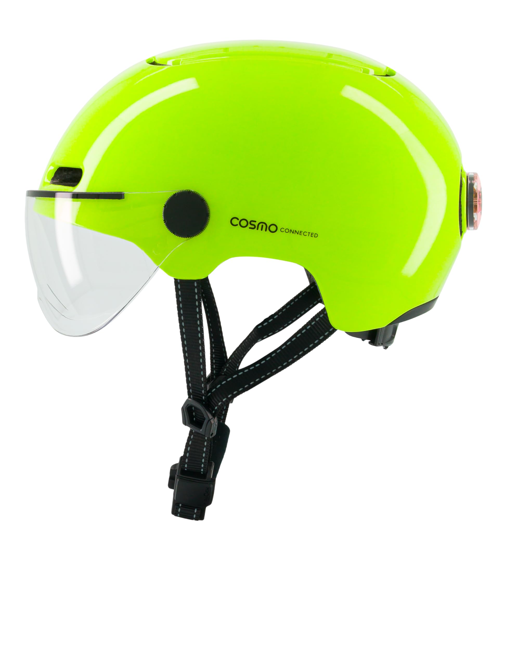Cosmo Connected - Cosmo Fusion - Casque Intelligent Vélo et Trottinette avec Visière, Taille Adulte - Clignotants, Feu de Freinage Automatique, Partage de Trajet, Détection de Chute