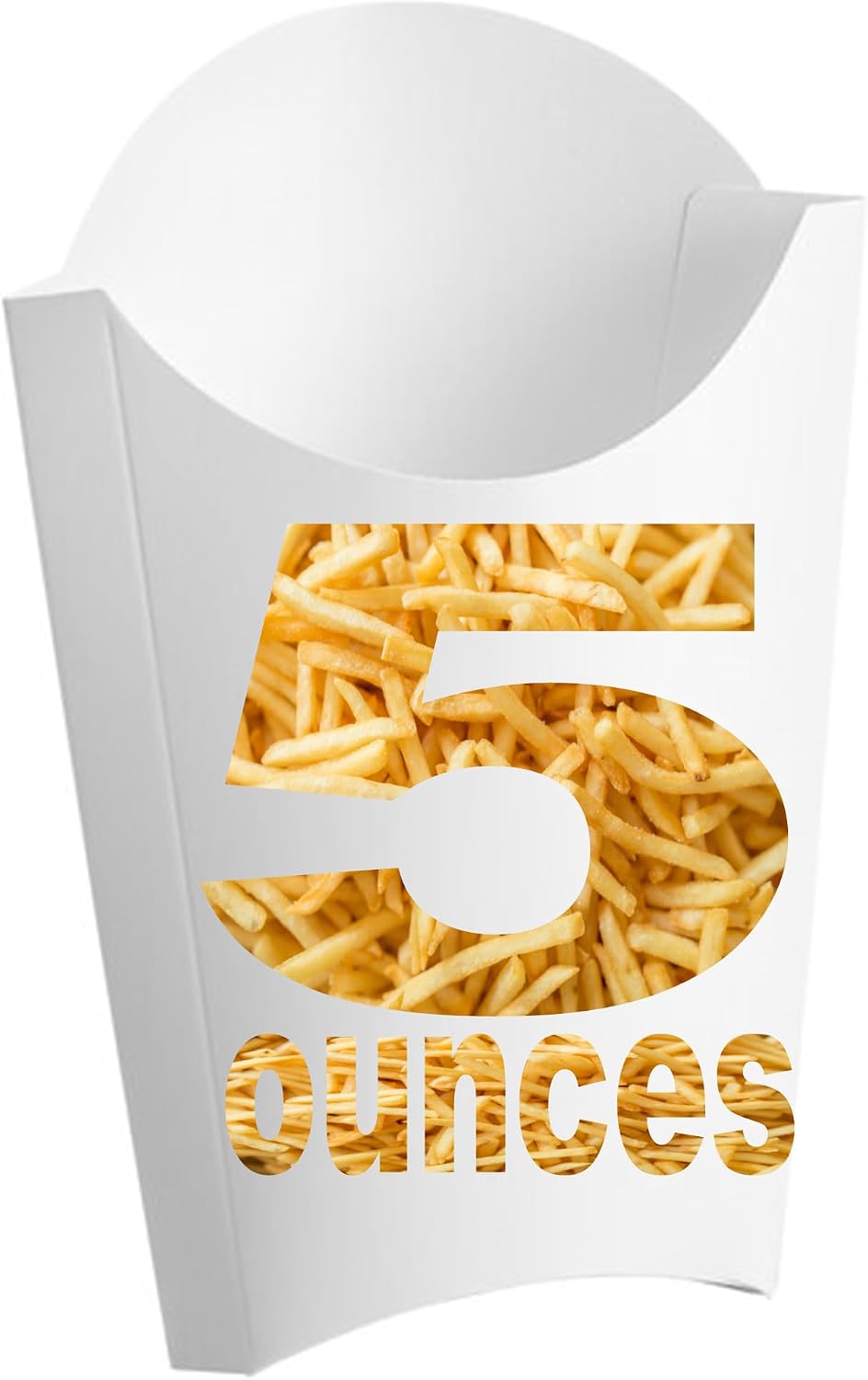 Mr Miracle Greaseproof French Fry Holder - White Disposable Fries Scoop Cup - French Fries Box, 5 Ounces, Pack of 50 - Great French Fry Box for Parties, Events, and Takeout