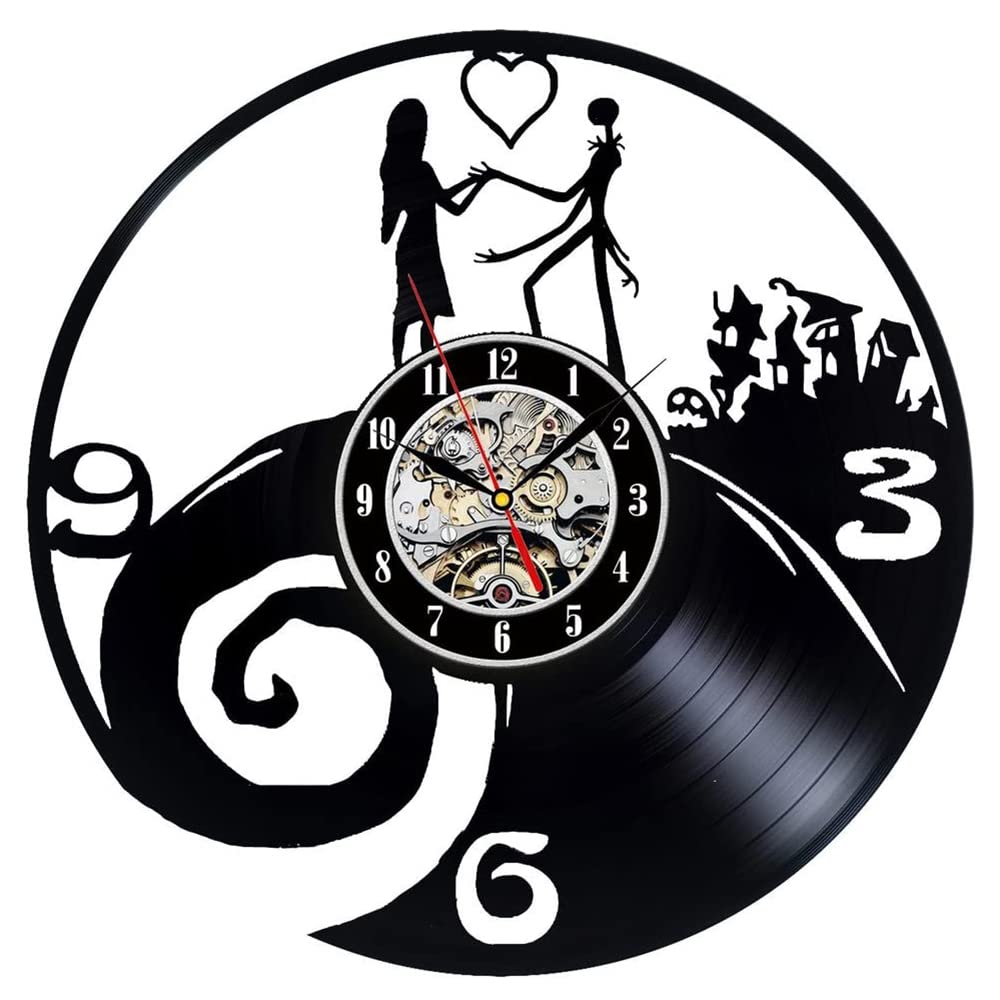 Smotly Black Vinyl Wall Clock, Christmas Nightmare Love Record, Beautiful Home Wall Decor Wall Clock Gift.