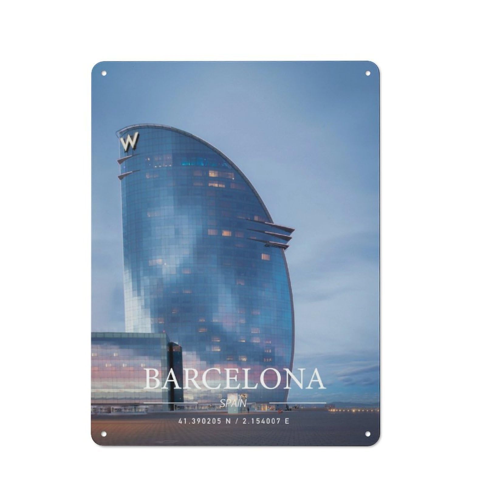 Junmoney Barcelona For Lounge Or Reading Corner, Rustic Tin Sign 40X30cm, For An Autumn Update To Lounge And Reading Corner