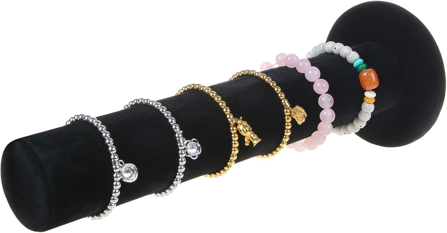 TENINYU Velvet Vertical Tower Jewelry Bracelet Scrunchie Display Stand Bangle T-Bar Display Holder (Black)